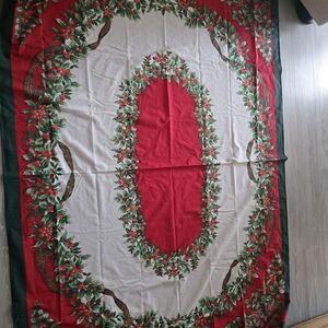 Festive Holiday Tablecloth with Red and Green Design